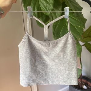 Spacedye Slim Racerback Cropped Tank in Silver Mist (gray)